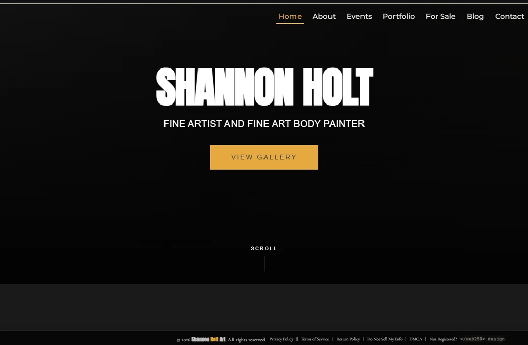 Shannon Holt Art, a fine artist and body painter running on Gallery250
